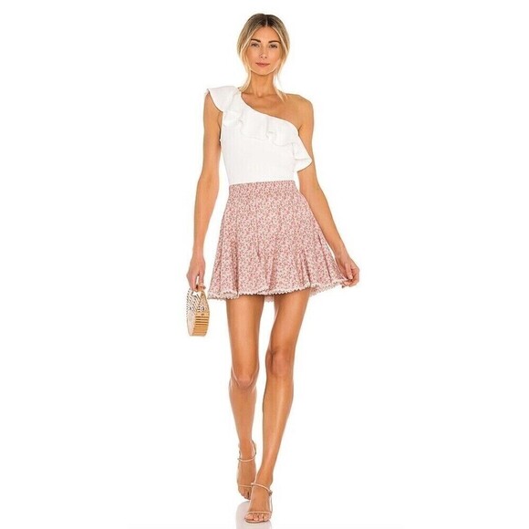 Show Me Your Mumu Ophelia Ruffle Bodysuit Bone Stretch Small NWT $94 - Picture 5 of 8